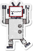 beunruhigter Aufkleber eines niedlichen Cartoonroboters png