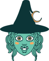 Retro Tattoo Style half orc witch character face png