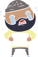 flat color style cartoon bearded man crying png