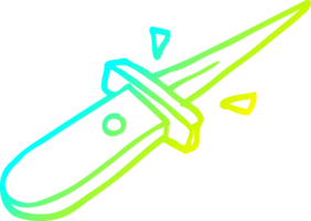 cold gradient line drawing of a cartoon flick knife snapping open png