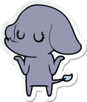 sticker of a cute cartoon elephant shrugging shoulders png