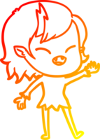 warm gradient line drawing of a cartoon laughing vampire girl png