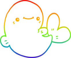 rainbow gradient line drawing of a cartoon whale png