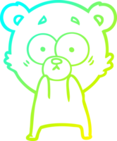 cold gradient line drawing of a anxious bear cartoon png