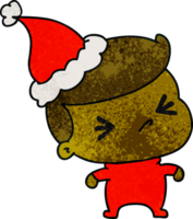 hand drawn christmas textured cartoon of kawaii boy png