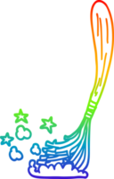 rainbow gradient line drawing of a cartoon magic broom png