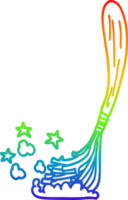 Regenbogen Gradient Linie Zeichnung von ein Karikatur Magie Besen png