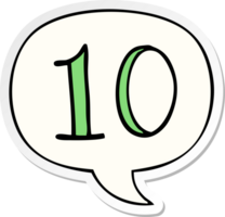 cartoon number 10 with speech bubble sticker png