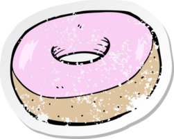 Retro beunruhigter Aufkleber eines Cartoondonuts png