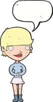 cartoon friendly woman with speech bubble png