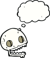 cartoon spooky skull with thought bubble png