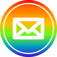 envelope carta circular ícone com arco Iris gradiente terminar png