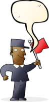 cartoon man waving flag with speech bubble png