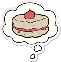 cartoon biscuit with thought bubble as a printed sticker png