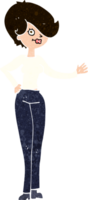 Cartoon-Frau winkt png