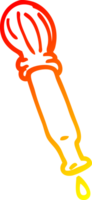 warm gradient line drawing of a cartoon dripping pipette png