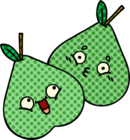 comic book style cartoon of a green pear png