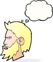 cartoon man with beard with thought bubble png