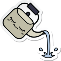 sticker of a cute cartoon pouring kettle png