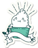 sticker of a tattoo style ice cream character png