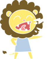 niña de león rugiente de dibujos animados de estilo de color plano png