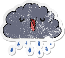 distressed sticker cartoon illustration kawaii weather rain cloud png