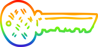 rainbow gradient line drawing of a cartoon key png