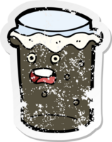 pegatina retro angustiada de un vaso de dibujos animados de cerveza negra png