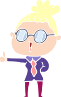 mujer de dibujos animados de estilo de color plano con gafas png