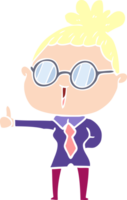 flat color style cartoon woman wearing spectacles png