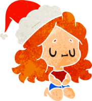 hand drawn christmas retro cartoon of kawaii girl png