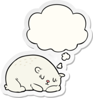 cartoon polar bear with thought bubble as a printed sticker png