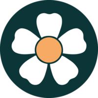 iconic tattoo style image of a flower png