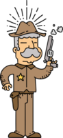 illustratie van een traditioneel tatoeëren stijl wild west sheriff png