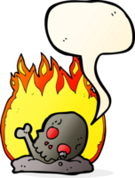 cartoon burning old bones with speech bubble png