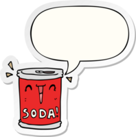 cartoon soda can with speech bubble sticker png