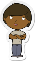 sticker of a cartoon happy man with folded arm png