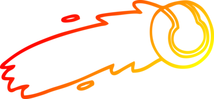 warm gradient line drawing of a cartoon flying tennis ball png