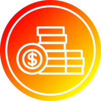 gestapeld geld circulaire icoon met warm helling af hebben png