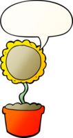 cute cartoon flower with speech bubble in smooth gradient style png