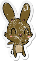 autocollant en détresse d'un lapin de dessin animé mignon png