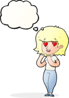 cartoon woman in love with thought bubble png