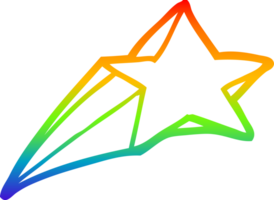 rainbow gradient line drawing of a shooting star decorative cartoon png