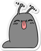 hand drawn sticker cartoon of a happy kawaii slug png