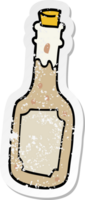 distressed sticker of a cartoon beer bottle png