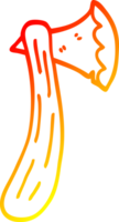 warm gradient line drawing of a cartoon axe png