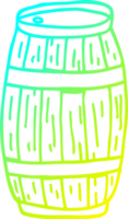 cold gradient line drawing of a cartoon beer barrel png