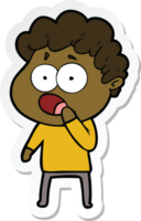 sticker of a cartoon man gasping in surprise png