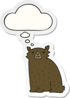 desenho animado Urso com pensamento bolha Como uma impresso adesivo png