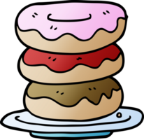 cartoon doodle plate of donuts png